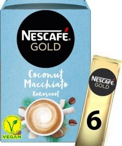 Nescafé Gold Coconut Macchiato Oploskoffie - 6 Doosjes à 6 Zakjes -Koffie Verkoop 1005x1200