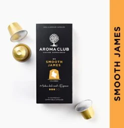 Aroma Club - Nespresso Compatible Capsules (120 St.) - No. 2 Smooth James - Intensiteit 3/5 - Espresso & Lungo - 100% Aluminium Koffiecups -Koffie Verkoop 1160x1200 2