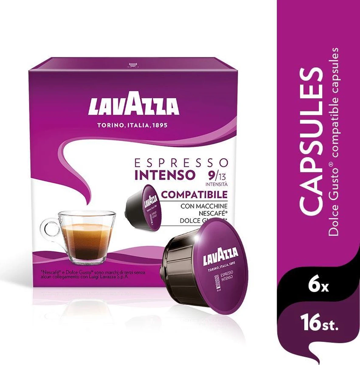 Lavazza Espresso Intenso Capsules - Geschikt Voor Dolce Gusto Apparaat - 6 X 16 Stuks 1 Lavazza Espresso Intenso Capsules - Geschikt Voor Dolce Gusto Apparaat - 6 X 16 Stuks