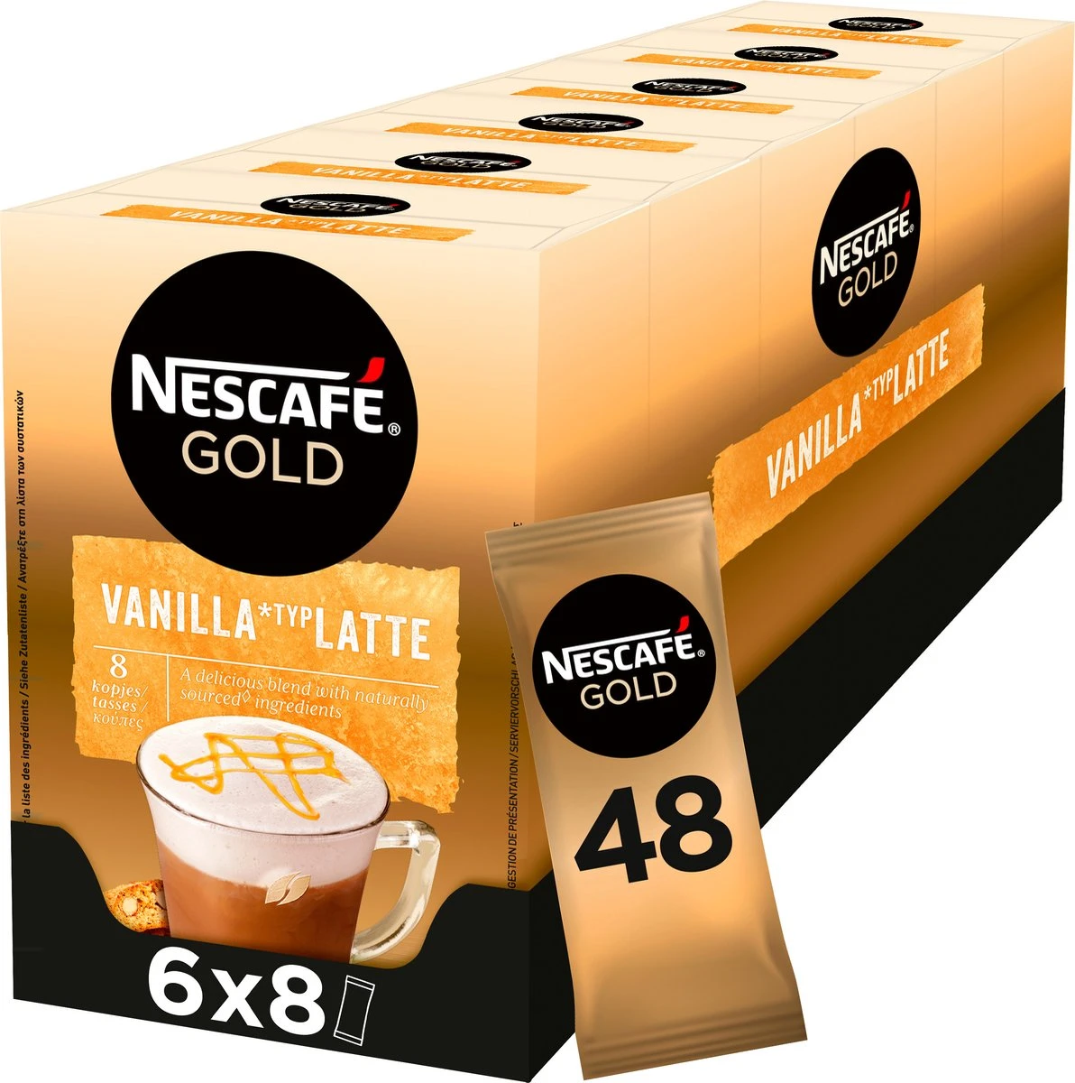 Nescafé Gold Latte Vanille Oploskoffie - 6 Doosjes à 8 Zakjes 1 Nescafé Gold Latte Vanille Oploskoffie - 6 Doosjes à 8 Zakjes
