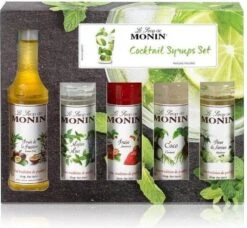 Monin Cadeau 10 Smaken Geschenkverpakking + Cocktailverpakking VOORDEEL PACK 10 Flesjes 5cl -Koffie Verkoop 1200x1110