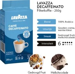 Lavazza Caffe Decaffeinato Filterkoffie - 250 Gram X8 -Koffie Verkoop 1200x1177
