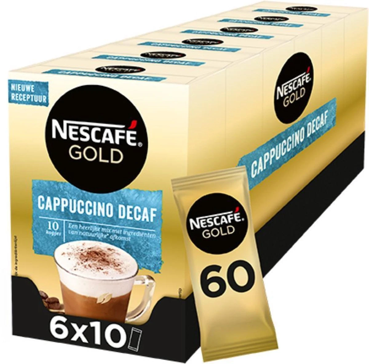 Nescafé Gold Cappuccino Decafé Oploskoffie - Ongezoet - 6 Doosjes à 10 Zakjes 1 Nescafé Gold Cappuccino Decafé Oploskoffie - Ongezoet - 6 Doosjes à 10 Zakjes