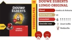 Douwe Egberts Lungo Original Koffiecups - Intensiteit 6/12 - 10 X 20 Capsules -Koffie Verkoop 1200x674