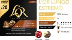 L'OR Lungo Estremo (10) - 10 X 20 Koffiecups -Koffie Verkoop 1200x678