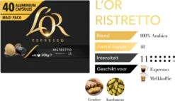L'OR Espresso Ristretto Koffiecups - Intensiteit 11/12 - 4 X 40 Capsules -Koffie Verkoop 1200x691