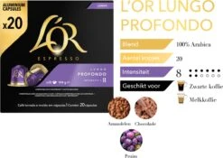 L'OR Lungo Profondo Koffiecups - Intensiteit 8/12 - 10 X 20 Capsules -Koffie Verkoop 1200x852