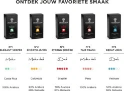 Aroma Club - Nespresso Compatible Capsules (120 St.) - No. 2 Smooth James - Intensiteit 3/5 - Espresso & Lungo - 100% Aluminium Koffiecups -Koffie Verkoop 1200x889 1