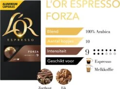 L'OR Espresso Forza Koffiecups - Intensiteit 9/12 - 10 X 10 Capsules -Koffie Verkoop 1200x894