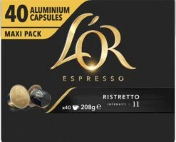 L'OR Espresso Ristretto Koffiecups - Intensiteit 11/12 - 4 X 40 Capsules -Koffie Verkoop 1200x965 1
