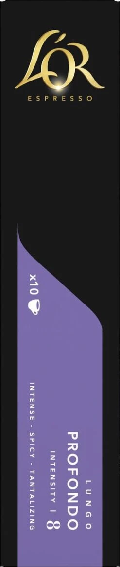 L'OR Lungo Profondo Koffiecups - Intensiteit 8/12 - 10 X 10 Capsules -Koffie Verkoop 255x1200 10