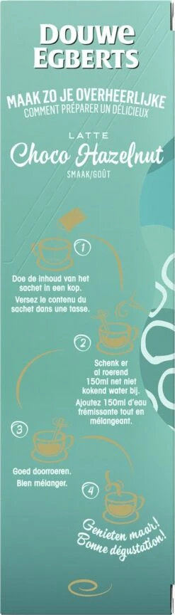 Douwe Egberts Latte Choco Hazelnut Oploskoffie - 5/9 Intensiteit - 5 X 8 Zakjes -Koffie Verkoop 343x1200 1