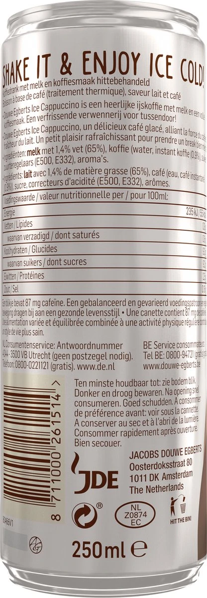 Douwe Egberts Ice Cappuccino IJskoffie - 12 X 250 Ml 2 Douwe Egberts Ice Cappuccino IJskoffie - 12 X 250 Ml - Afbeelding 2