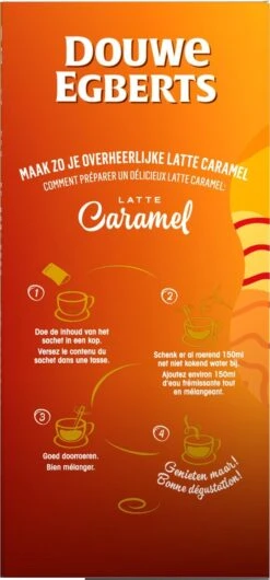 Douwe Egberts Verwenkoffie Latte Caramel Oploskoffie - 5 X 8 Zakjes -Koffie Verkoop 559x1200