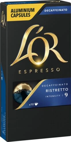 L'OR Espresso Ristretto Decaffeinato - Intensiteit 9/12 - 10 X 10 Capsules -Koffie Verkoop 603x1200