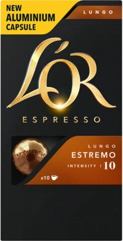 L'OR Lungo Estremo Koffiecups - Intensiteit 10/12 - 10 X 10 Capsules -Koffie Verkoop 612x1200