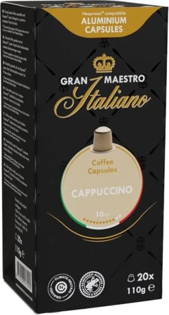 Gran Maestro Italiano - Cappuccino - Koffiecups - Nespresso Compatibel Capsules - Intense Smaak - 6 X 20 Cups -Koffie Verkoop 644x1200