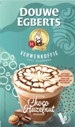 Douwe Egberts Latte Choco Hazelnut Oploskoffie - 5/9 Intensiteit - 5 X 8 Zakjes -Koffie Verkoop 713x1200