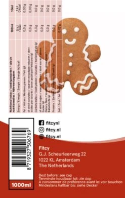 Fitcy | Koffiesiroop | Gingerbread | Barista Syrup | Zero | Vegan | Vetvrij | Suikervrij | Keto-vriendelijk | Koffie | Siroop | MET DOSEERPOMP | 1L -Koffie Verkoop 759x1200