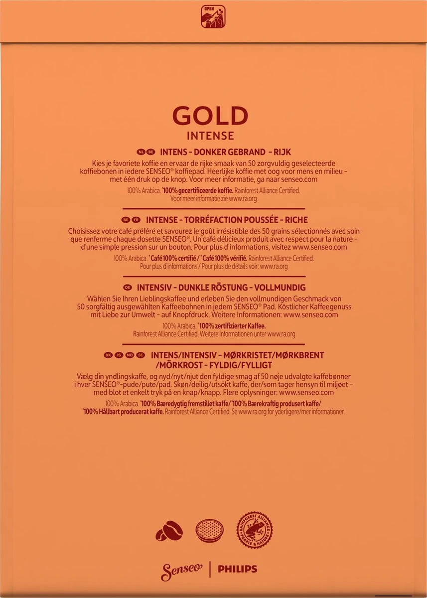 Senseo Gold Intense Koffiepads - 7/9 Intensiteit - 4 X 36 Pads 2 Senseo Gold Intense Koffiepads - 7/9 Intensiteit - 4 X 36 Pads - Afbeelding 2