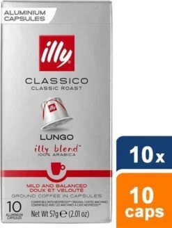 Illy Lungo Classico Koffiecups - Intensiteit 5/9 - 10 X 10 Capsules -Koffie Verkoop 904x1200
