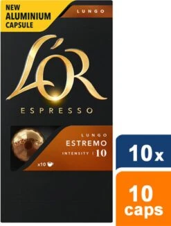 L'OR Lungo Estremo Koffiecups - Intensiteit 10/12 - 10 X 10 Capsules -Koffie Verkoop 909x1200